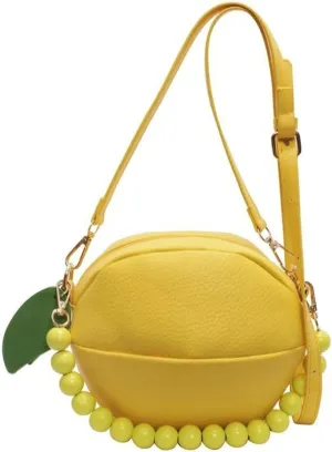 Lemon Peach Fruit Shaped Round Cute Crossbody Bags for Women Pu Leather Satchel Clutch Purse Novelty Shoulder Bag 2025