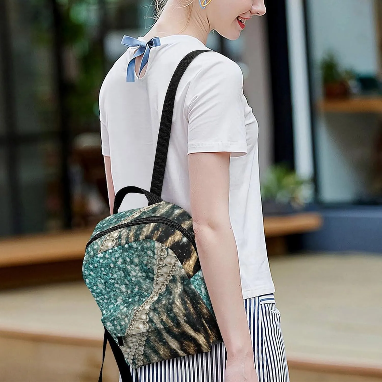 Leopard Animal Faux Fur Casual Women's Backpack, Lightweight, Waterproof, Versatile Daily Bag
