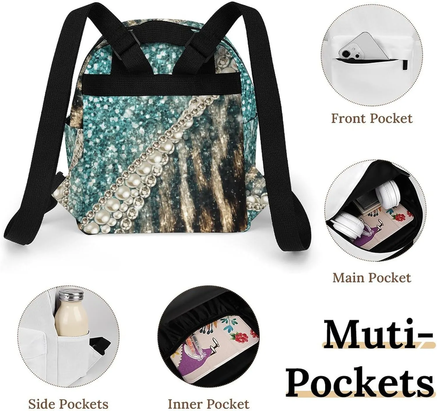 Leopard Animal Faux Fur Casual Women's Backpack, Lightweight, Waterproof, Versatile Daily Bag