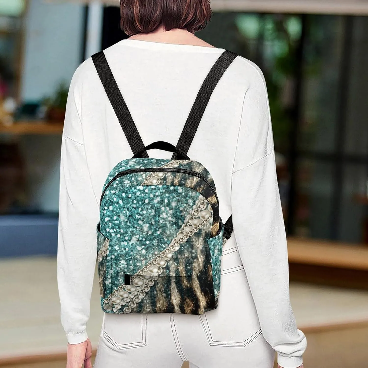 Leopard Animal Faux Fur Casual Women's Backpack, Lightweight, Waterproof, Versatile Daily Bag