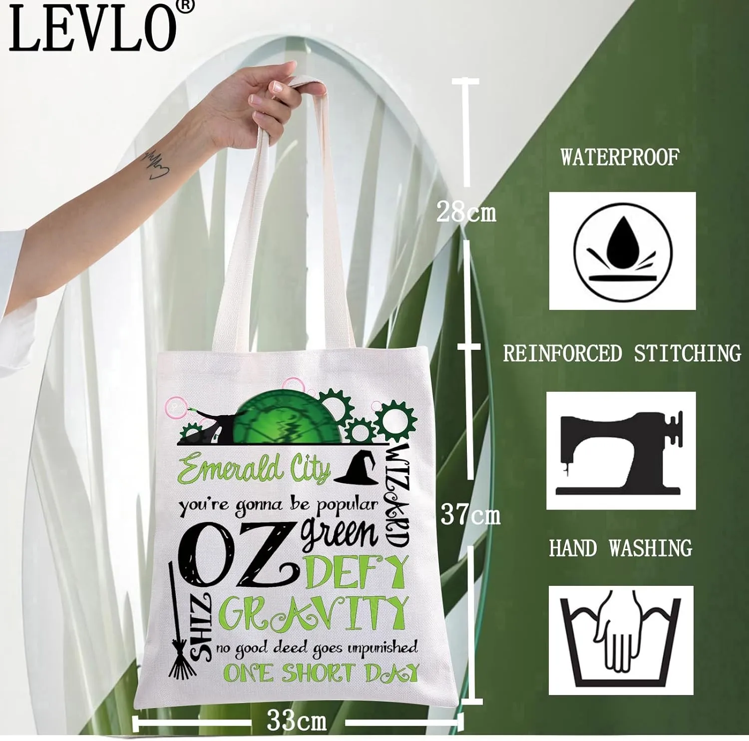 LEVLO Witch Cosmetic Bag Elphaba & Glinda Fans Gifts Witch Zipper Pouch Bag Elphaba And Glinda Merch