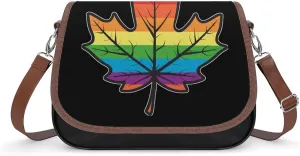 LGBT Canada Pride Crossbody Purses for Women PU Leather Shoulder Bag Handbag Clucth