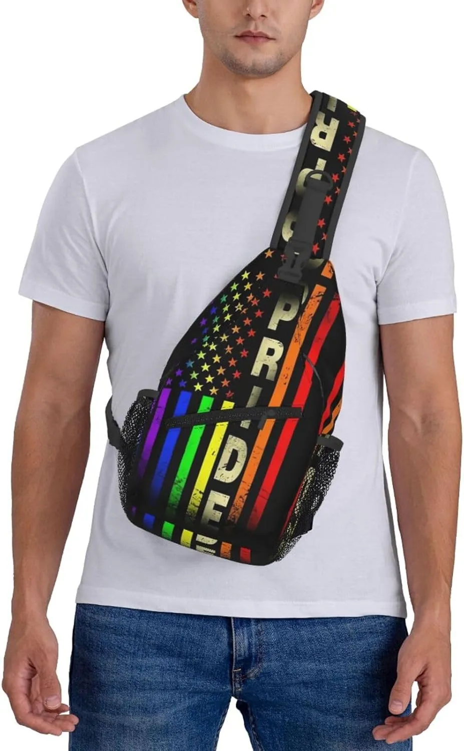 LGBT Gay Pride Sling Backpack,Fashion Shoulder Bags Adjustable Crossbody Chest Bag Travel Hiking Daypack