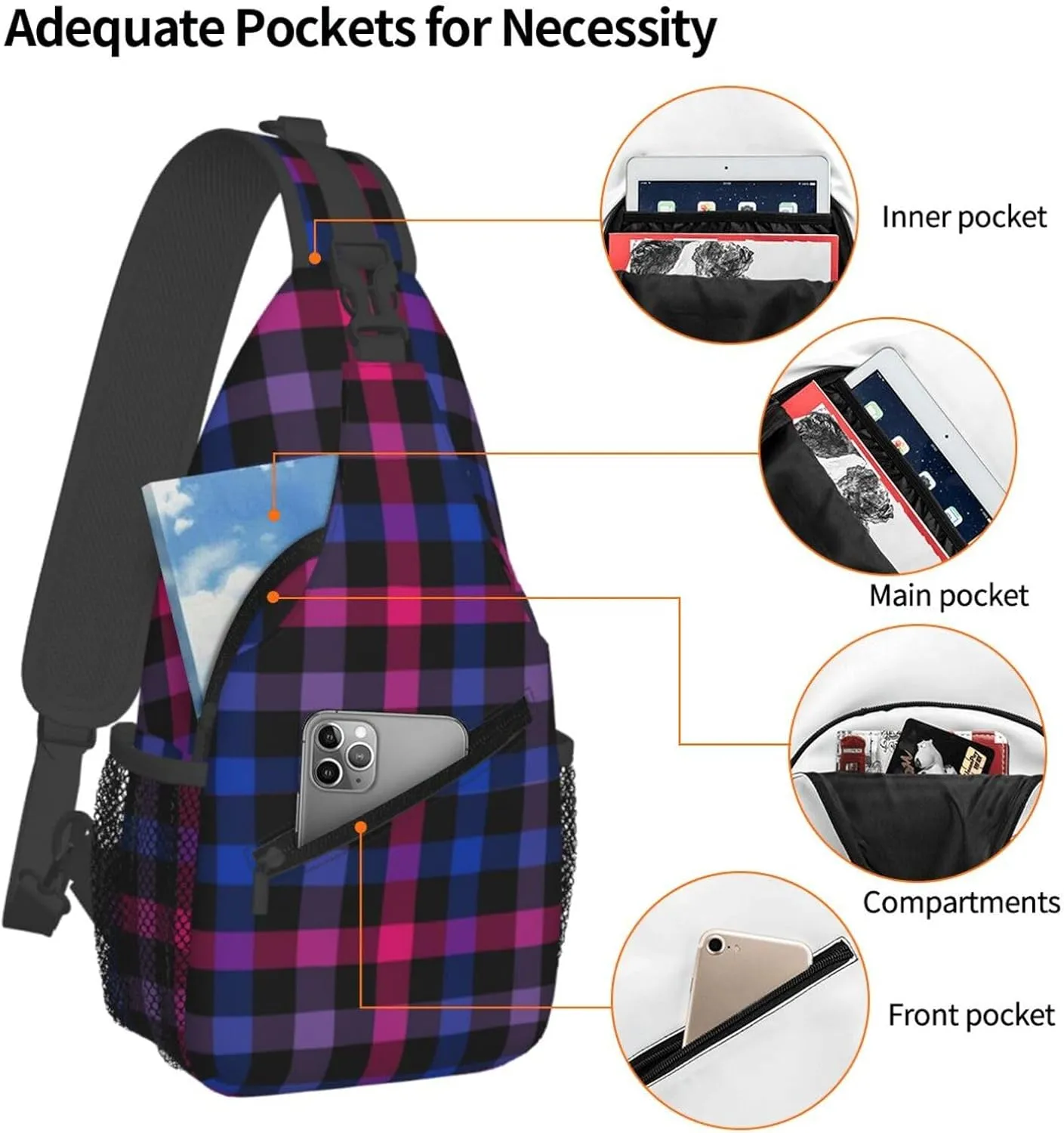 LGBT Gay Pride Sling Backpack,Fashion Shoulder Bags Adjustable Crossbody Chest Bag Travel Hiking Daypack