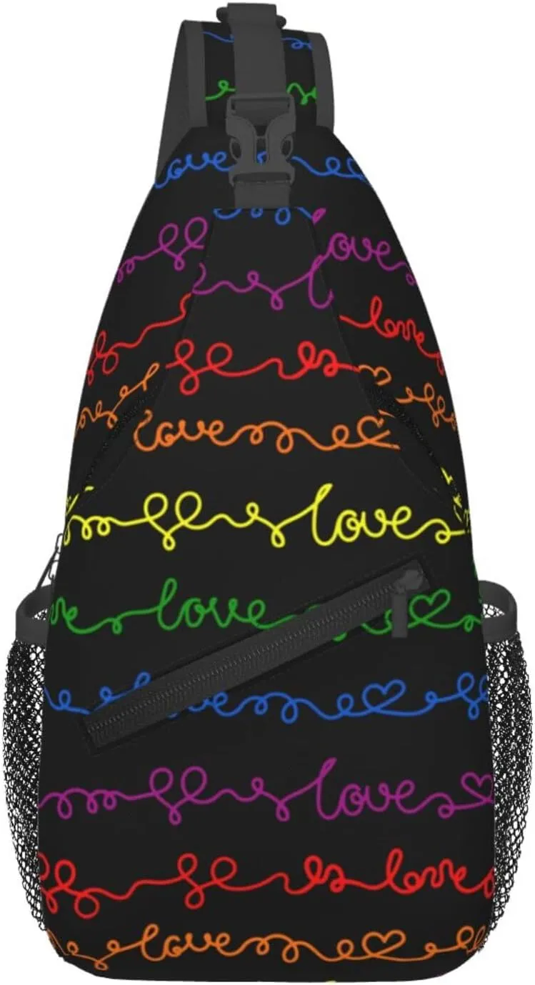 LGBT Gay Pride Sling Backpack,Fashion Shoulder Bags Adjustable Crossbody Chest Bag Travel Hiking Daypack
