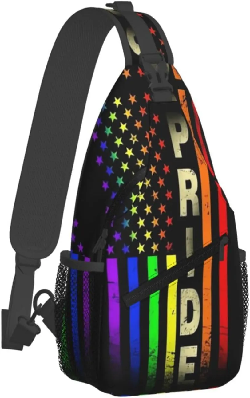LGBT Gay Pride Sling Backpack,Fashion Shoulder Bags Adjustable Crossbody Chest Bag Travel Hiking Daypack