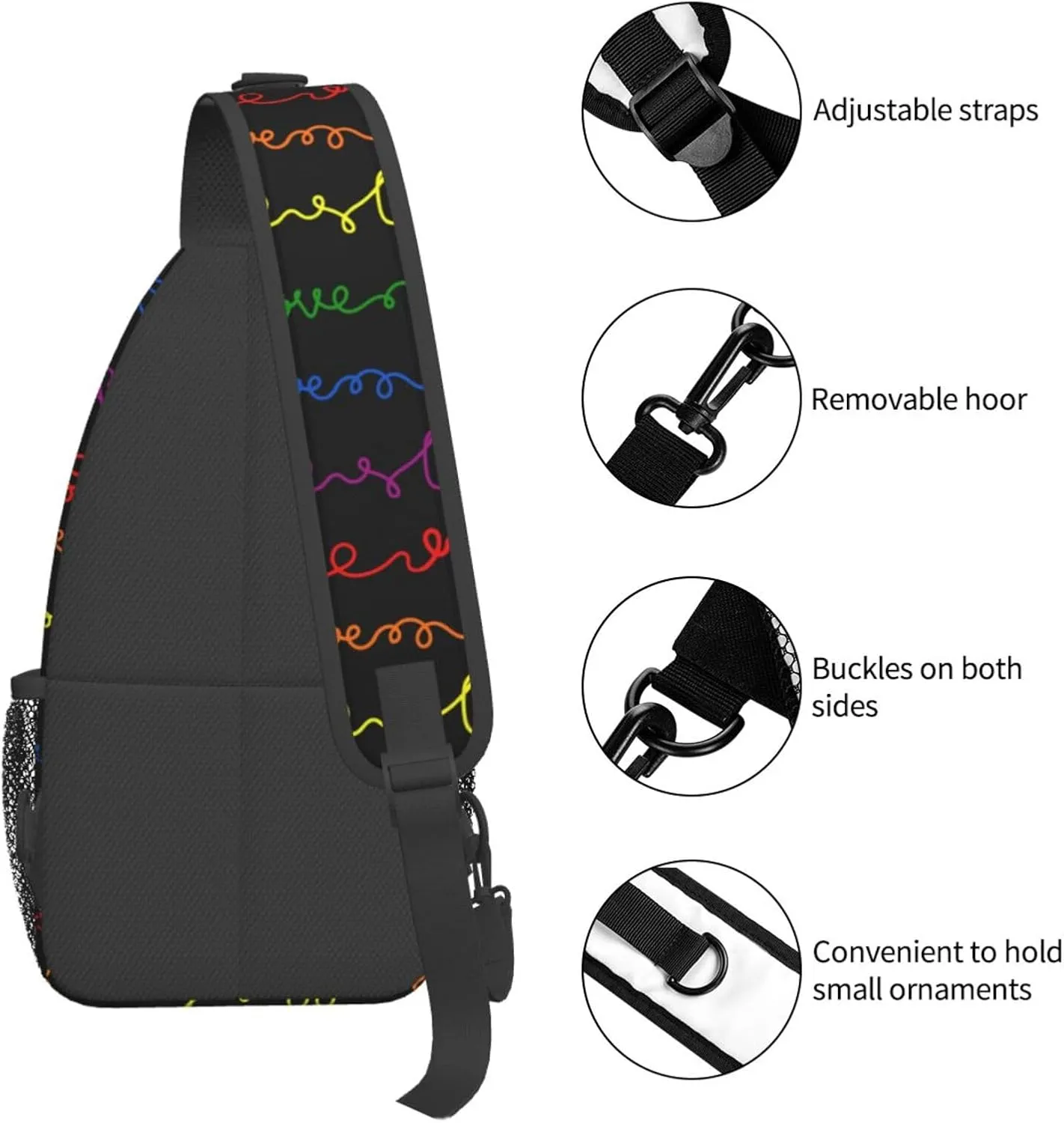 LGBT Gay Pride Sling Backpack,Fashion Shoulder Bags Adjustable Crossbody Chest Bag Travel Hiking Daypack