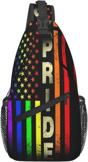 LGBT Gay Pride Sling Backpack,Fashion Shoulder Bags Adjustable Crossbody Chest Bag Travel Hiking Daypack