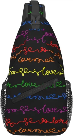 LGBT Gay Pride Sling Backpack,Fashion Shoulder Bags Adjustable Crossbody Chest Bag Travel Hiking Daypack