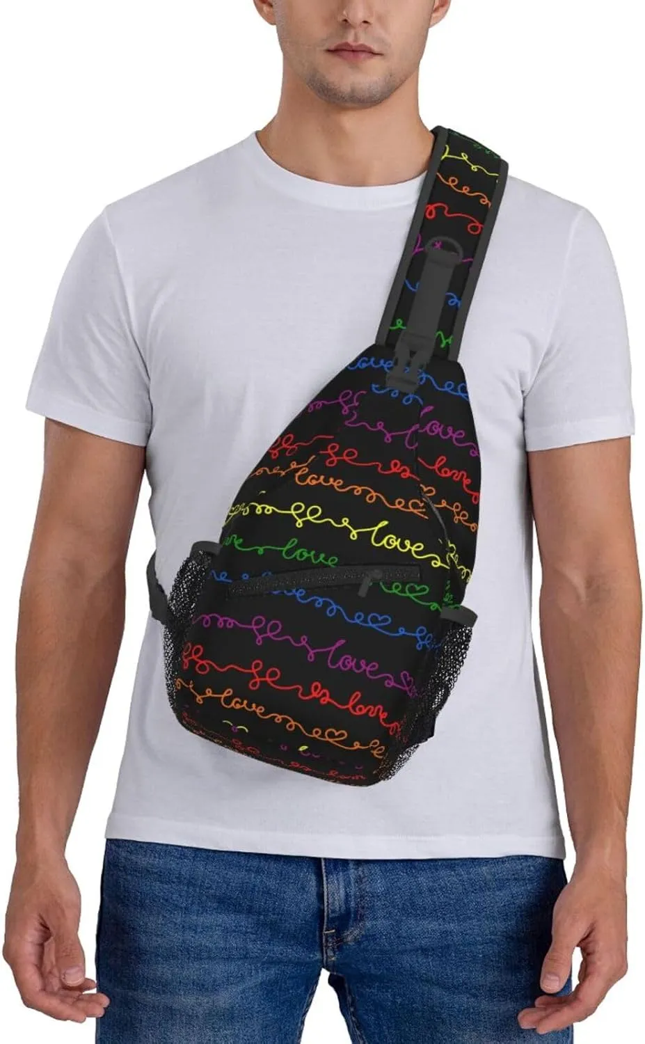 LGBT Gay Pride Sling Backpack,Fashion Shoulder Bags Adjustable Crossbody Chest Bag Travel Hiking Daypack