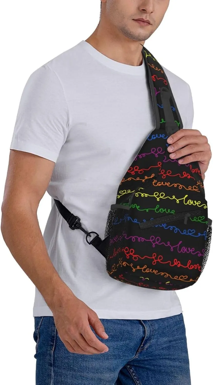 LGBT Gay Pride Sling Backpack,Fashion Shoulder Bags Adjustable Crossbody Chest Bag Travel Hiking Daypack