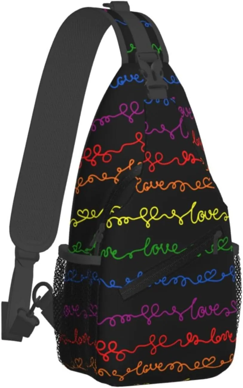 LGBT Gay Pride Sling Backpack,Fashion Shoulder Bags Adjustable Crossbody Chest Bag Travel Hiking Daypack