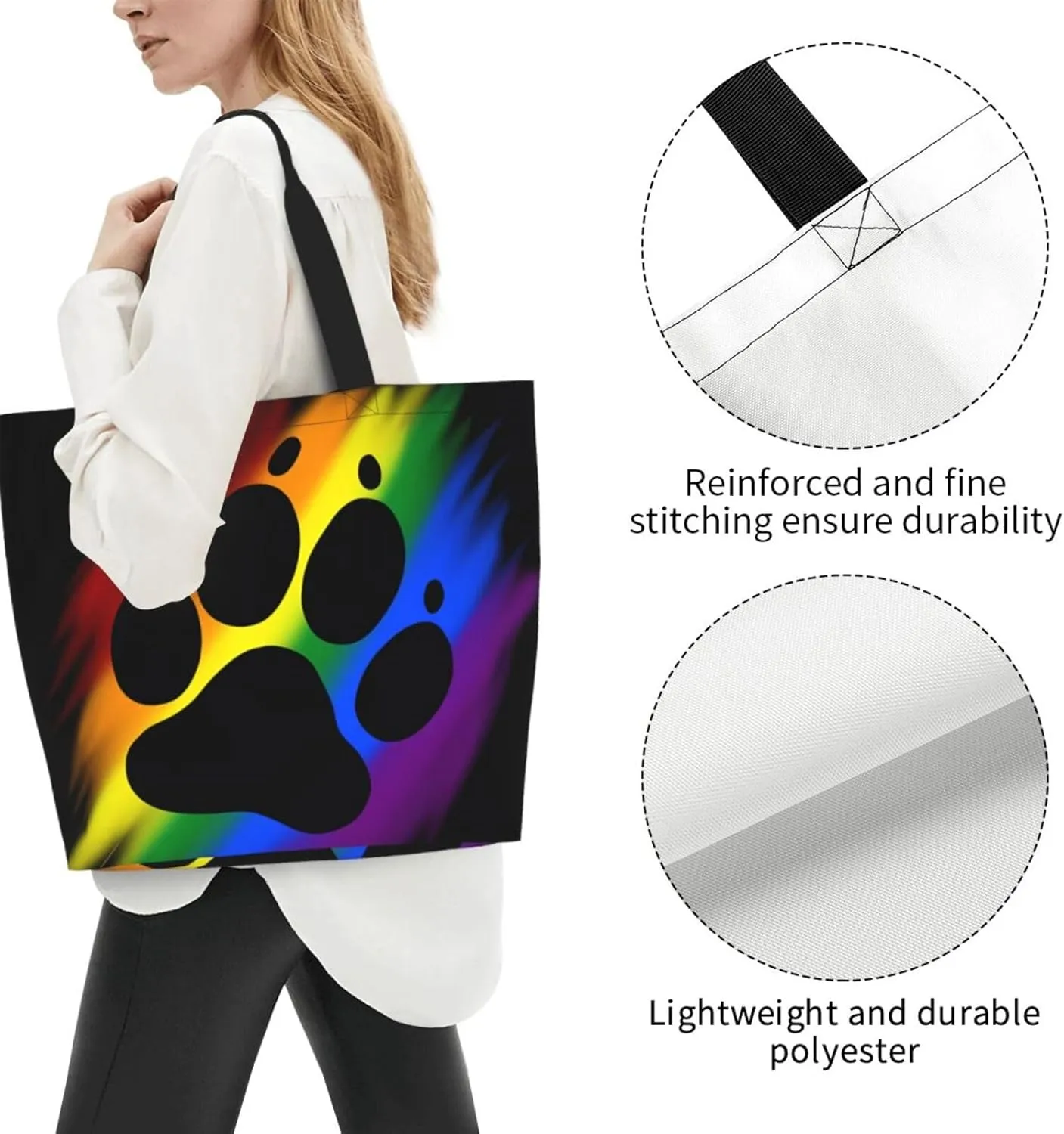 LGBT Pride Rainbow Gay Lip Lesbian Women's Tote Bag Large Capacity Single Shoulder Bags Handbag for Shopping Work