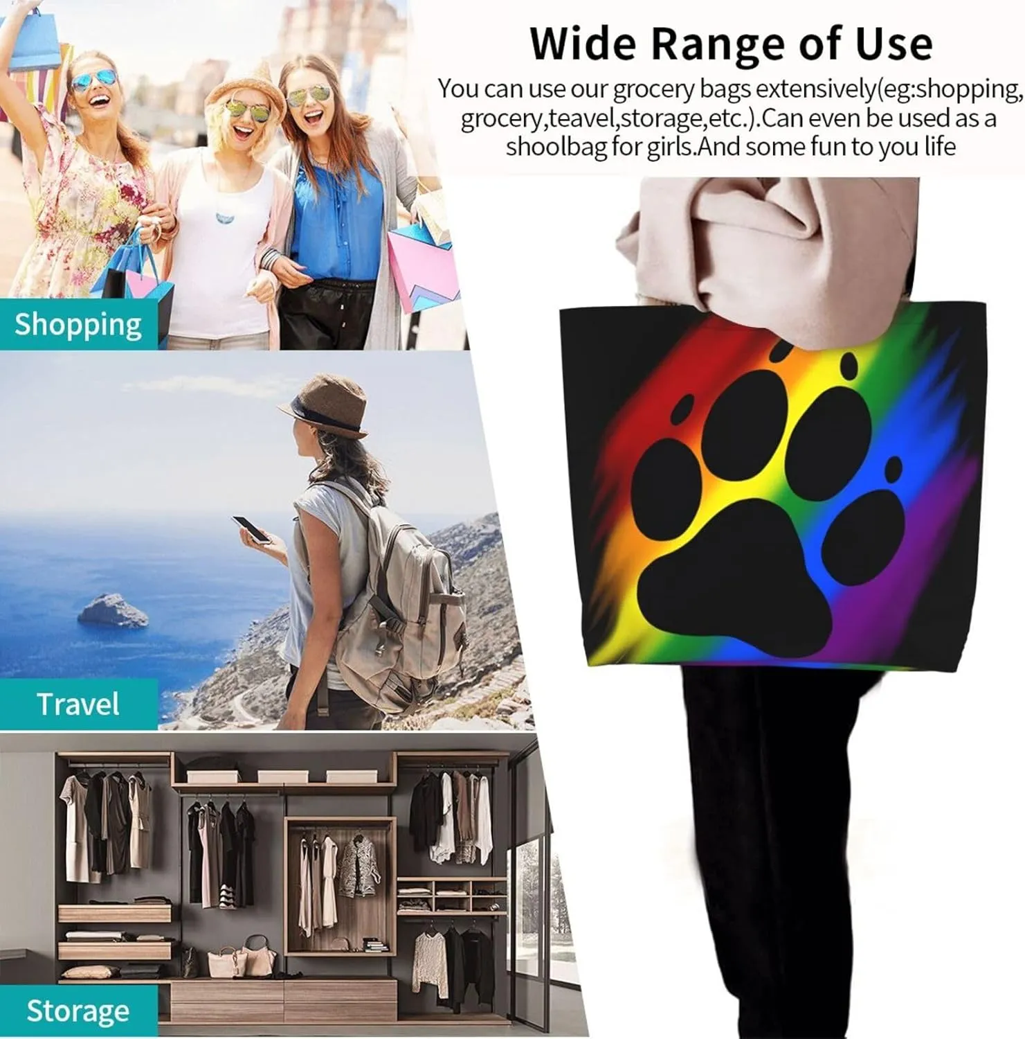 LGBT Pride Rainbow Gay Lip Lesbian Women's Tote Bag Large Capacity Single Shoulder Bags Handbag for Shopping Work