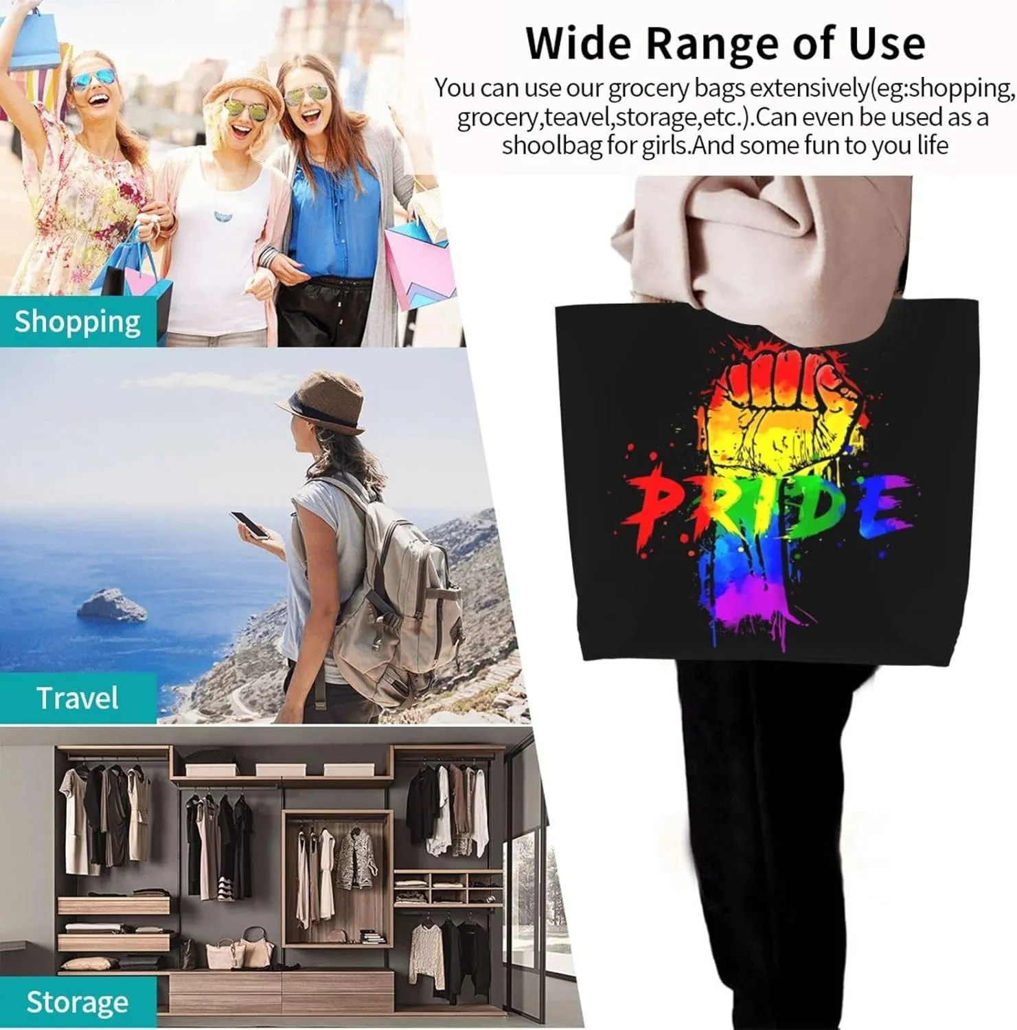 LGBT Pride Rainbow Gay pride day Women's Tote Bag Large Capacity Single Shoulder Bags Handbag for Shopping Work