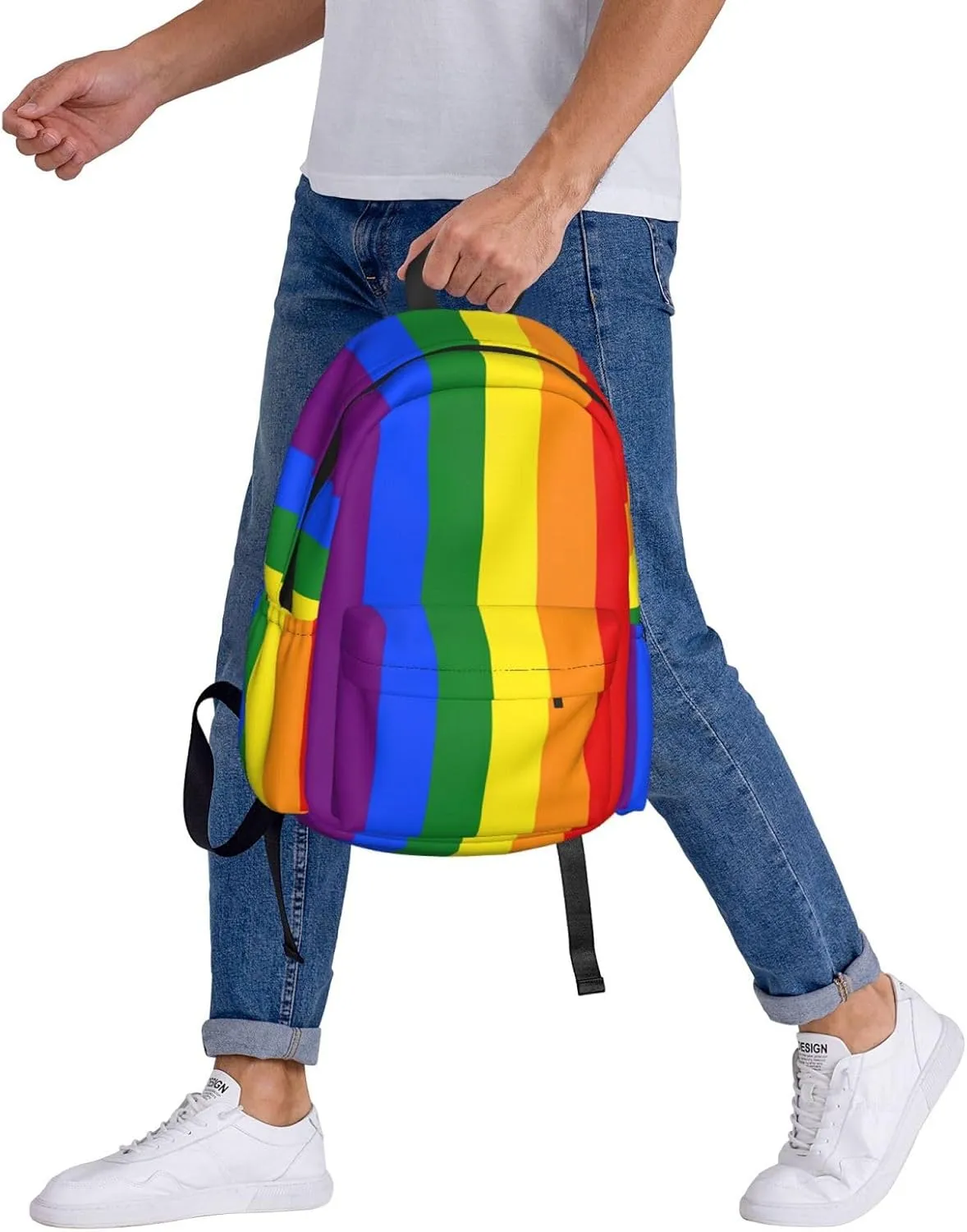 LGBT Rainbow Gay Pride Flag 17 Inch Casual Backpack Laptop Backpacks Travel Back Pack Large Camping Rucksack Hiking Daypack Lightweight Double Shoulder Bag