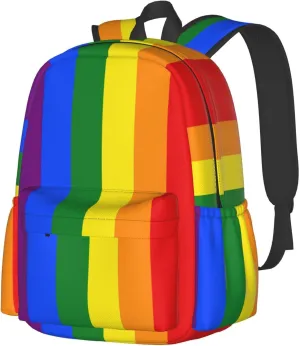 LGBT Rainbow Gay Pride Flag 17 Inch Casual Backpack Laptop Backpacks Travel Back Pack Large Camping Rucksack Hiking Daypack Lightweight Double Shoulder Bag