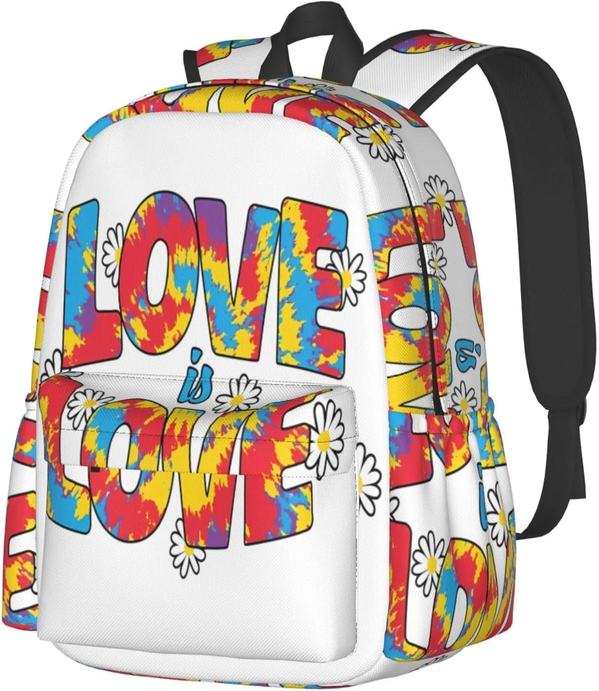 LGBT Rainbow Gay Pride Love Is Love Tie-dye 17 Inch Casual Backpack Laptop Backpacks Travel Back Pack Large Camping Rucksack Hiking Daypack Lightweight Double Shoulder Bag