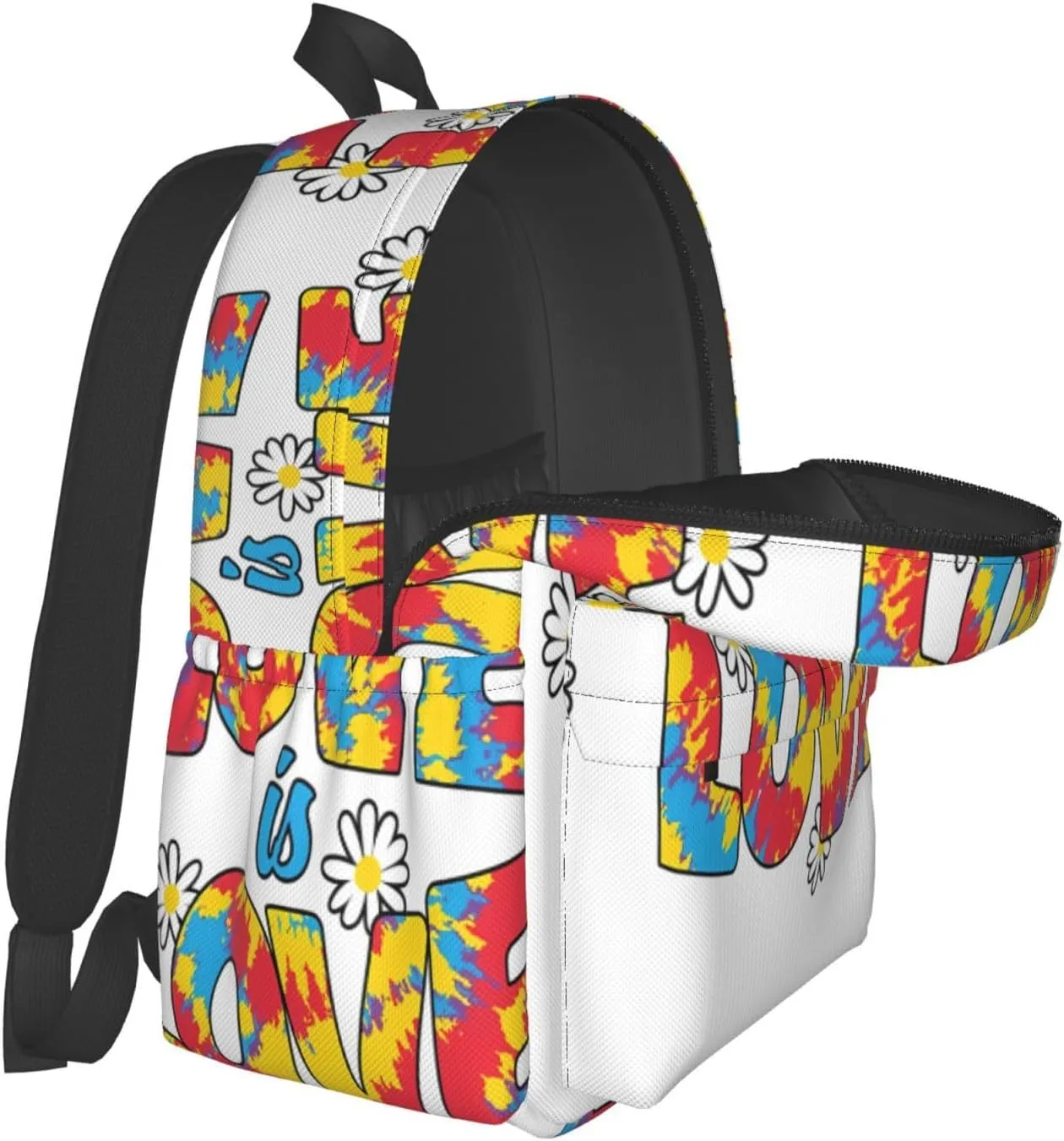 LGBT Rainbow Gay Pride Love Is Love Tie-dye 17 Inch Casual Backpack Laptop Backpacks Travel Back Pack Large Camping Rucksack Hiking Daypack Lightweight Double Shoulder Bag
