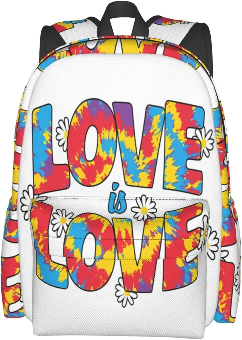 LGBT Rainbow Gay Pride Love Is Love Tie-dye 17 Inch Casual Backpack Laptop Backpacks Travel Back Pack Large Camping Rucksack Hiking Daypack Lightweight Double Shoulder Bag