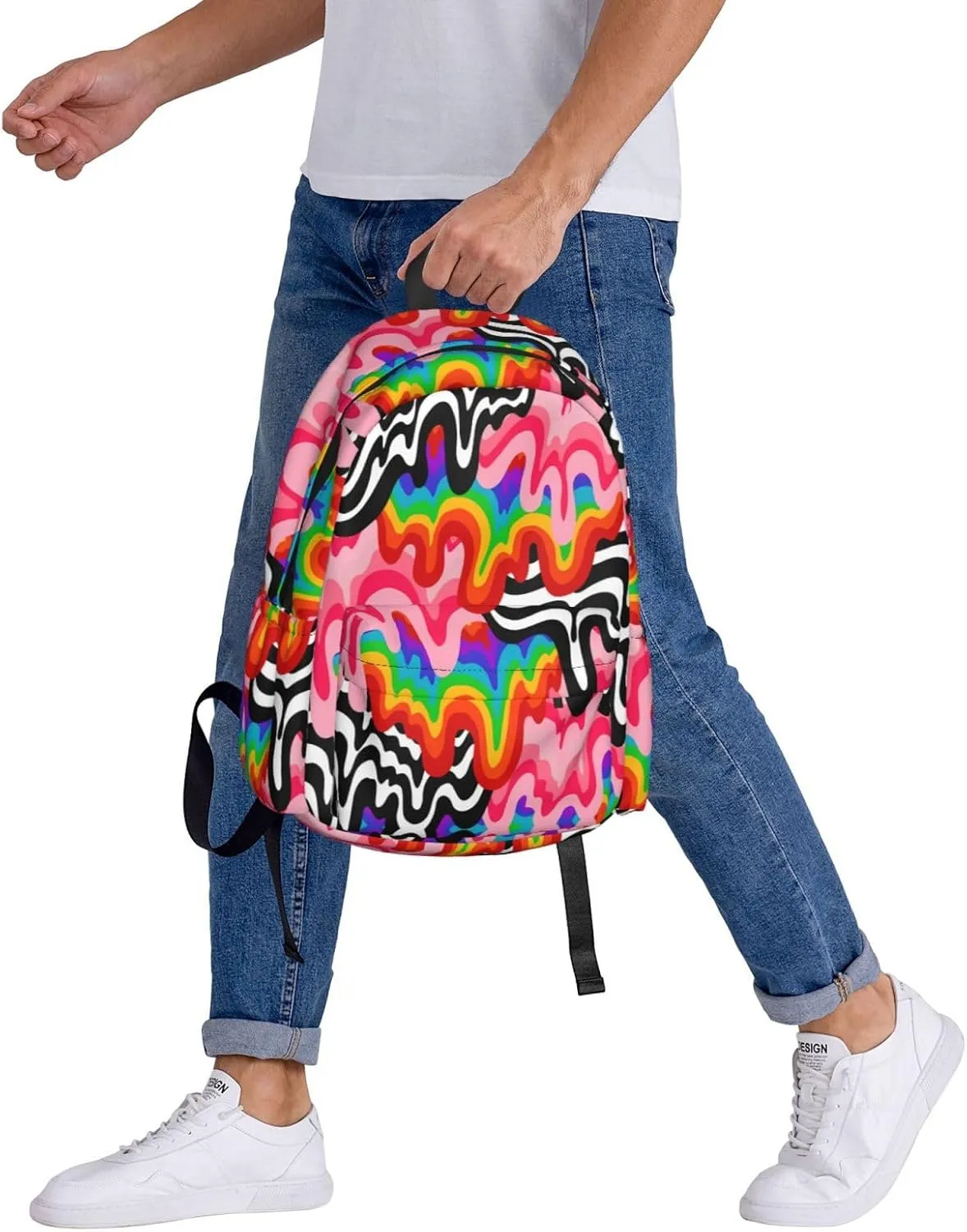 LGBT Rainbow Pride Gay Colorful Graffiti 17 Inch Casual Backpack Laptop Backpacks Travel Back Pack Large Camping Rucksack Hiking Daypack Lightweight Double Shoulder Bag