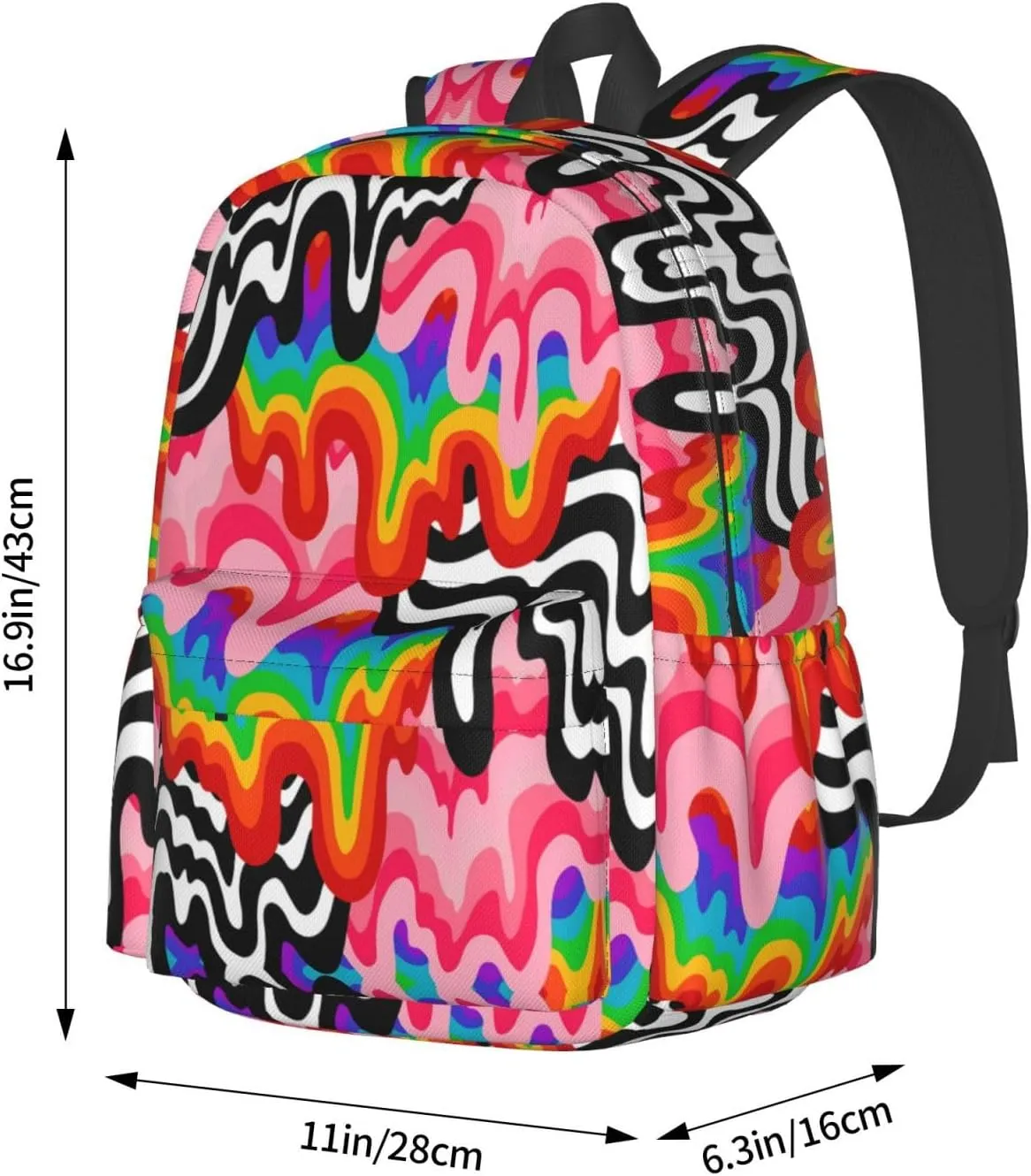 LGBT Rainbow Pride Gay Colorful Graffiti 17 Inch Casual Backpack Laptop Backpacks Travel Back Pack Large Camping Rucksack Hiking Daypack Lightweight Double Shoulder Bag