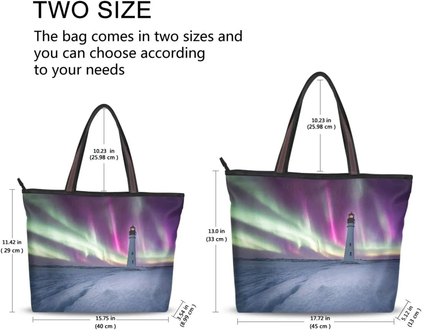 Lighthouses Aurora Tote Bag for Women Handbag Reusable Grocery Shoulder Bags Purse
