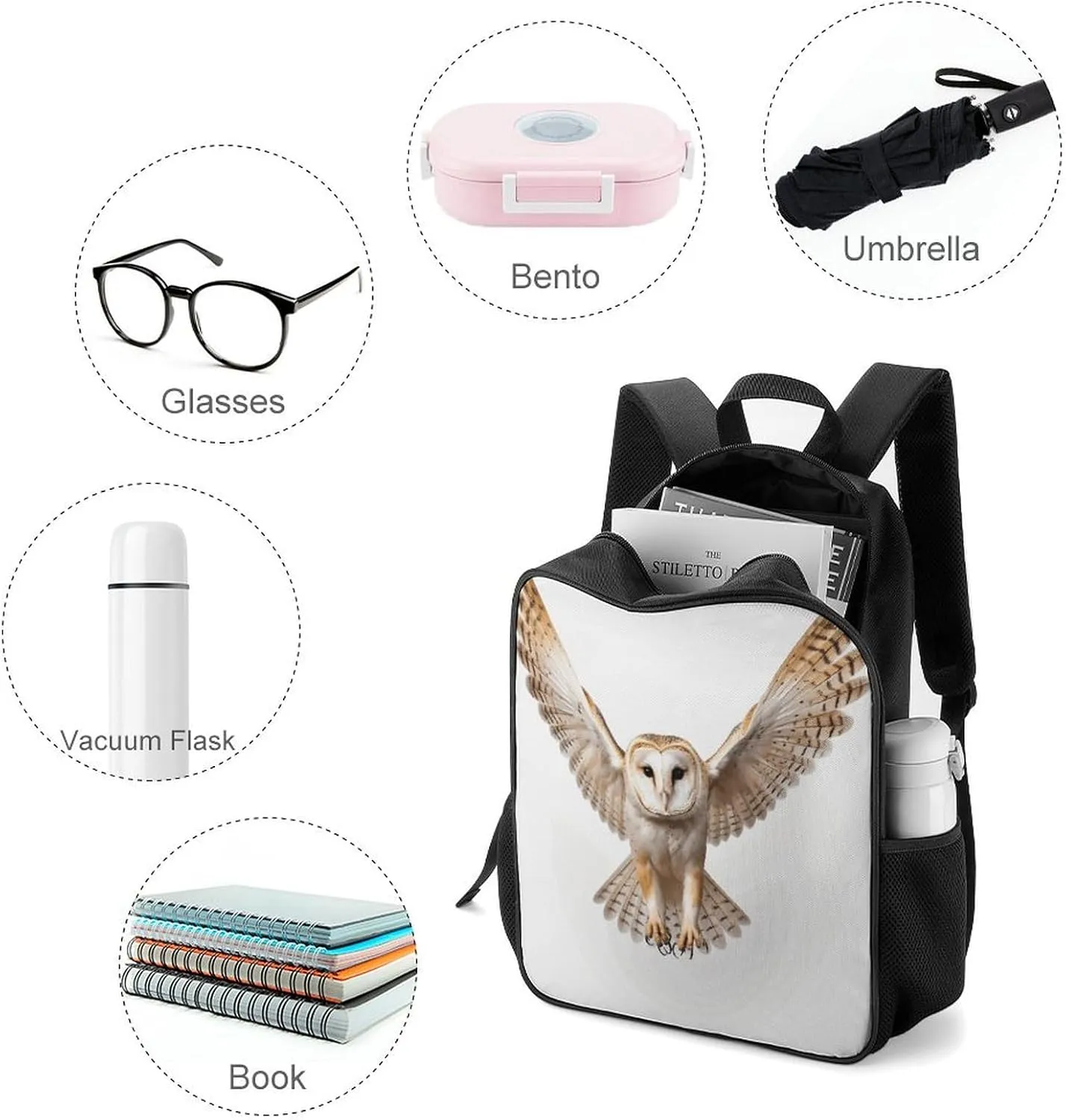 Lightweight Backpacks Cute Travel Bag Durable A Barn Owl Printing Small Travel Backpack For Women & Men