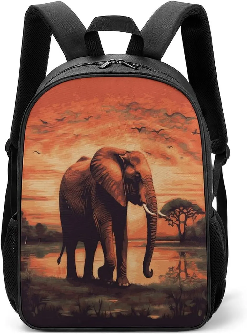 Lightweight Backpacks Cute Travel Bag Durable Sunset Elephant Printing Small Travel Backpack For Women & Men