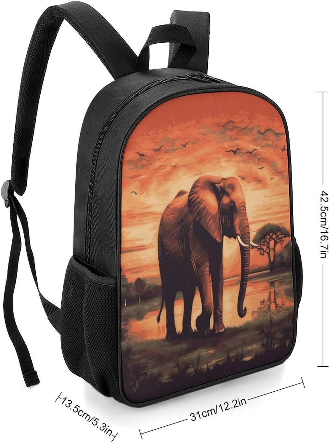Lightweight Backpacks Cute Travel Bag Durable Sunset Elephant Printing Small Travel Backpack For Women & Men