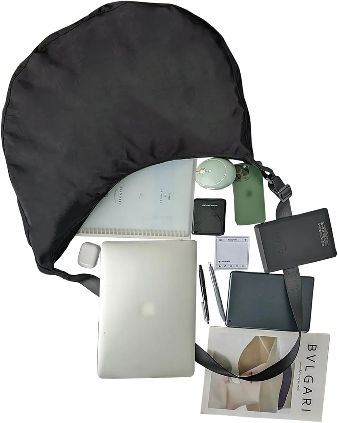 Lightweight Nylon Crescent Crossbody Bag for Women Adjustable Strap Water-Resistant Everyday Purse