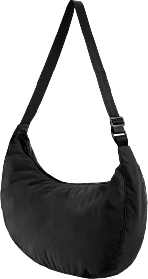 Lightweight Nylon Crescent Crossbody Bag for Women Adjustable Strap Water-Resistant Everyday Purse
