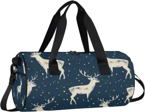 Lightweight Travel Duffle Bag Christmas Elk Gym Bag for Women Men Stylish Small Duffle Bag for Fitness Yoga Travel Overnight Sport