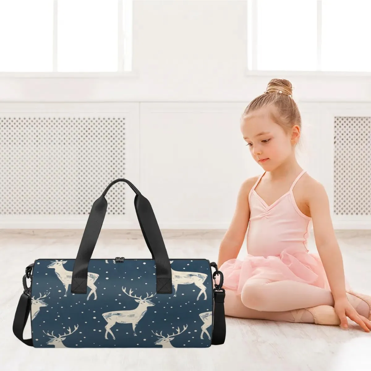 Lightweight Travel Duffle Bag Christmas Elk Gym Bag for Women Men Stylish Small Duffle Bag for Fitness Yoga Travel Overnight Sport