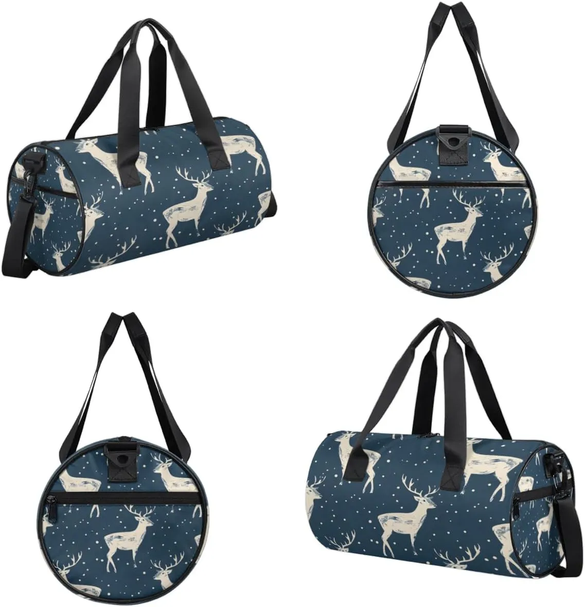 Lightweight Travel Duffle Bag Christmas Elk Gym Bag for Women Men Stylish Small Duffle Bag for Fitness Yoga Travel Overnight Sport
