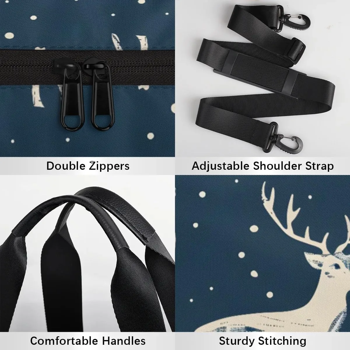 Lightweight Travel Duffle Bag Christmas Elk Gym Bag for Women Men Stylish Small Duffle Bag for Fitness Yoga Travel Overnight Sport