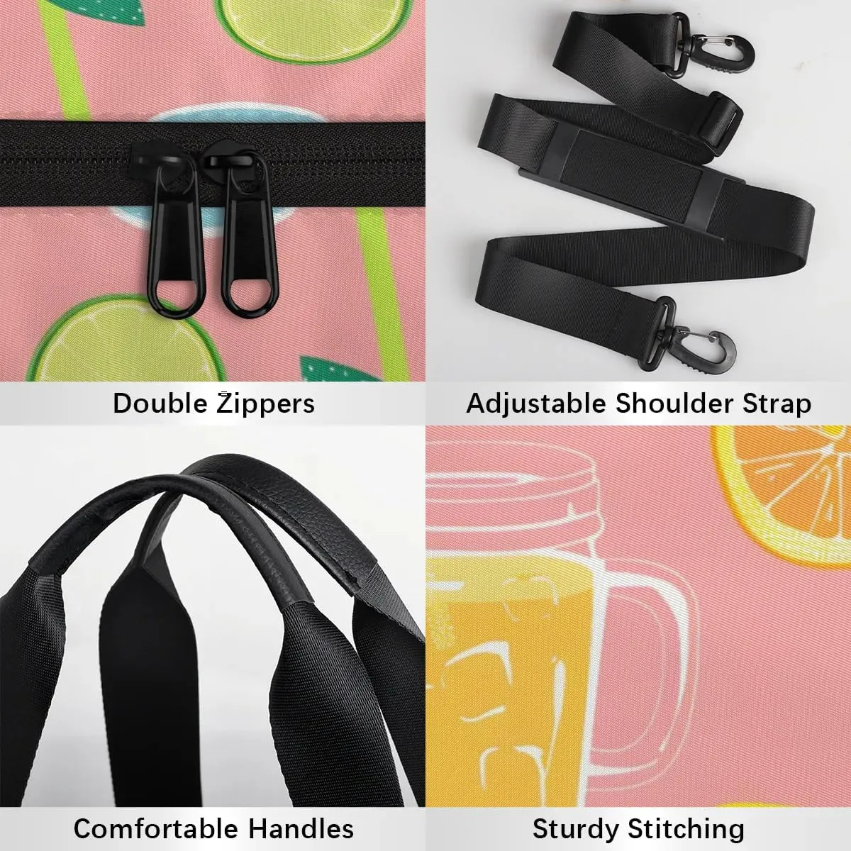 Lightweight Travel Duffle Bag Lemons Drink Gym Bag for Women Men Stylish Small Duffle Bag for Fitness Yoga Travel Overnight Sport