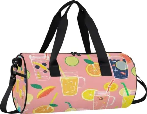 Lightweight Travel Duffle Bag Lemons Drink Gym Bag for Women Men Stylish Small Duffle Bag for Fitness Yoga Travel Overnight Sport