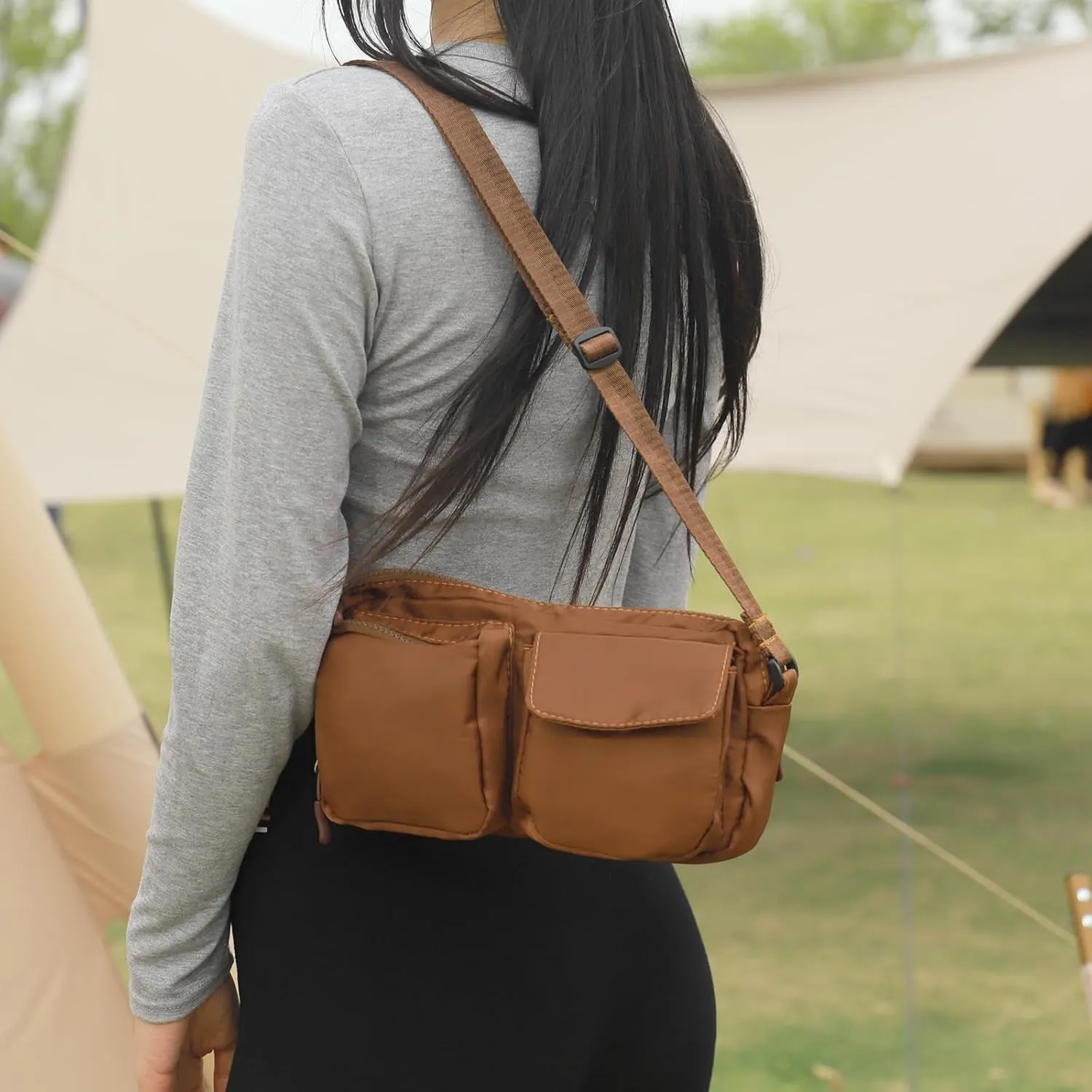 Lightweight Waterproof Sports Crossbody Bag, Travel Purses Anti Theft Crossbody,Small Crossbody Bags for Women, Hiking Fanny Pack for Women,Cross Body Bag,Fanny Packs (Brown)