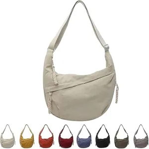 Limorence Crossbody Bag, 2025 New Limorence Women's Fashion Plain Color Nylon Crossbody Bag (Beige,one size)