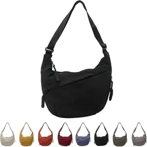 Limorence Crossbody Bag, 2025 New Limorence Women's Fashion Plain Color Nylon Crossbody Bag (Black,one size)