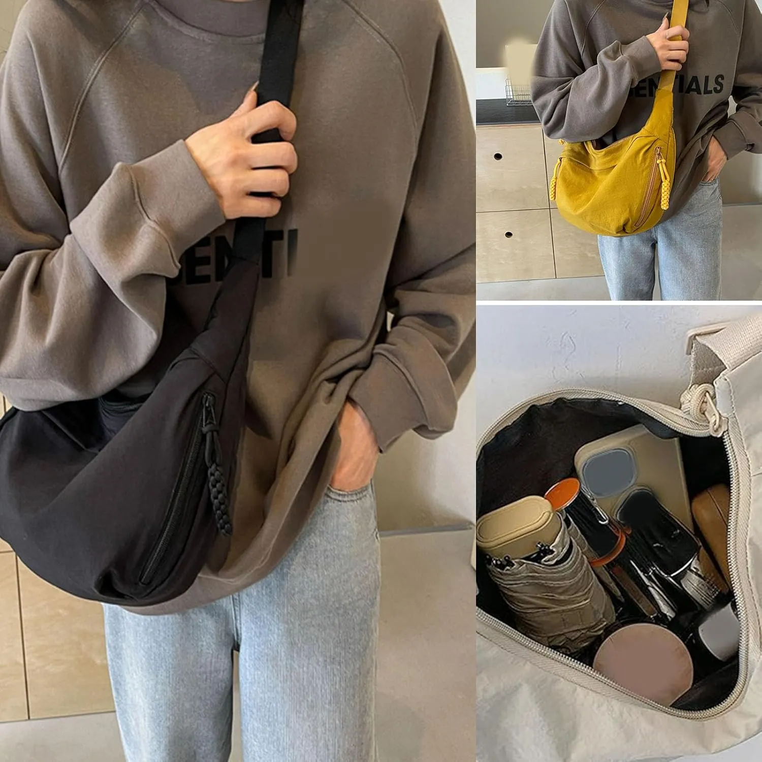 Limorence Crossbody Bag, Arisefrom Crossbody Bag, Women's Fashion Plain Color Nylon Crossbody Bag, Large Capacity sling