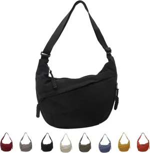 Limorence Crossbody Bag, Limorence Women's Fashion Plain Color Nylon Crossbody Bag, Slouchy Sling Hobo Bag