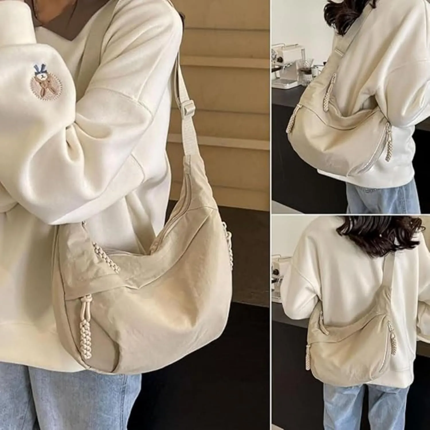 Limorence Women's Fashion Plain Color Nylon Crossbody Bag, Limorence Crossbody Bag, Inner Dumpling Bag Casual