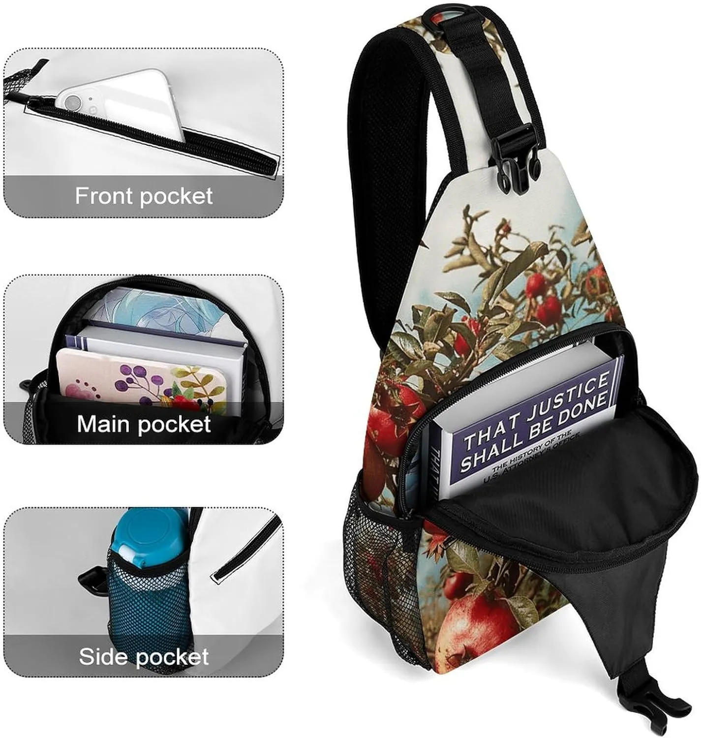 Linear Texture Beige Sling Bag Lightweight Crossbody Chest Pack Travel Shoulder Bag with Adjustable Strap