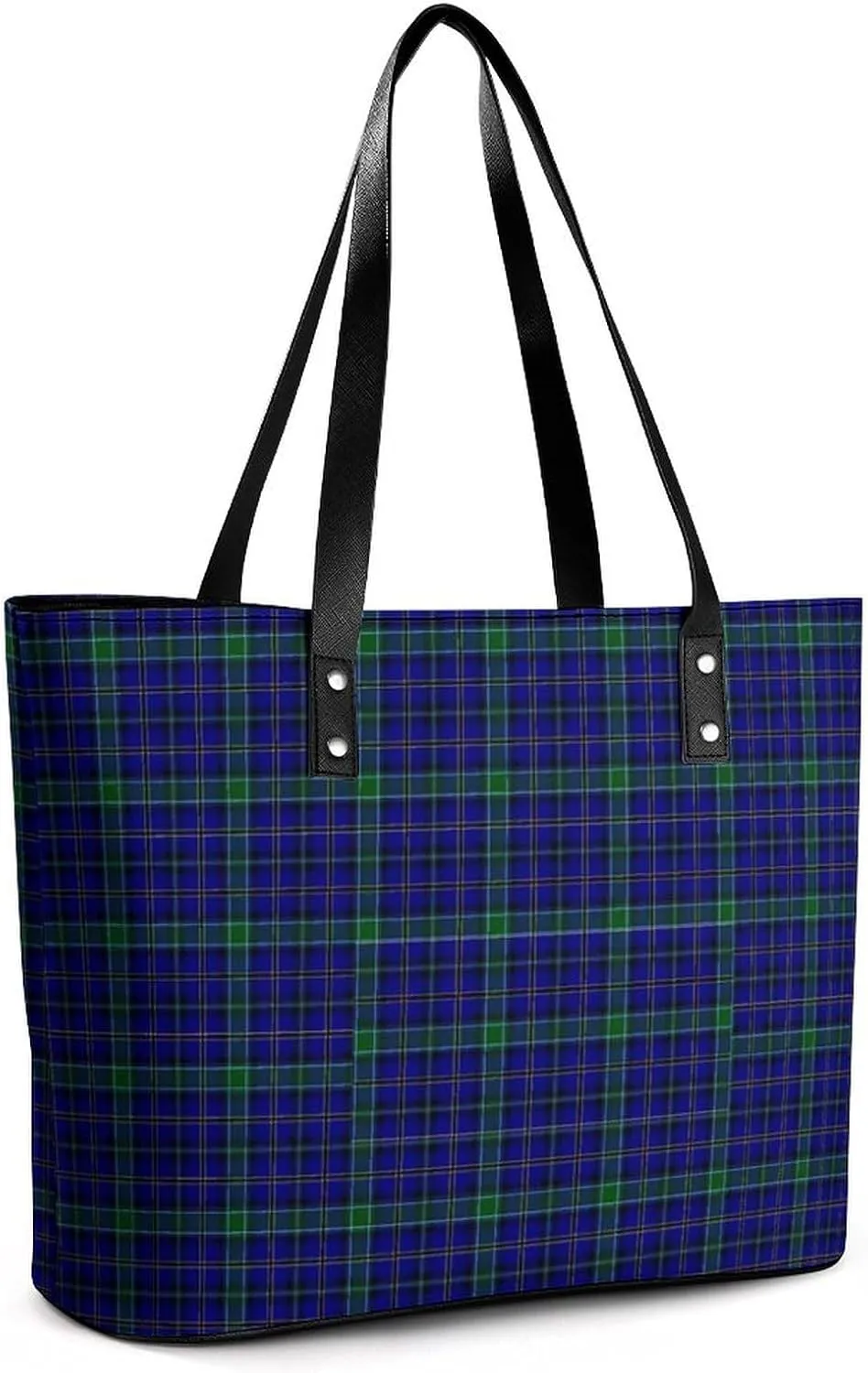 Lines Navy Blue And Yellow Large Capacity Portable Leather Handbag