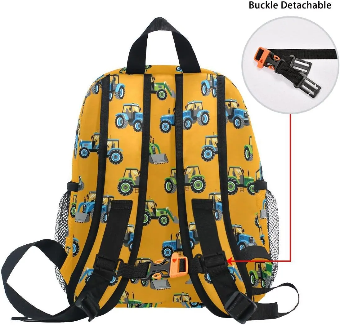 linqin Toddler Backpack for Boys Tractors Trucks Backpacks Small Bookbag for Toddler Boys Travel Bag for Kids