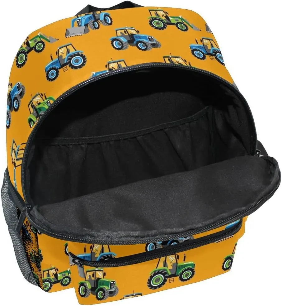 linqin Toddler Backpack for Boys Tractors Trucks Backpacks Small Bookbag for Toddler Boys Travel Bag for Kids