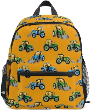 linqin Toddler Backpack for Boys Tractors Trucks Backpacks Small Bookbag for Toddler Boys Travel Bag for Kids