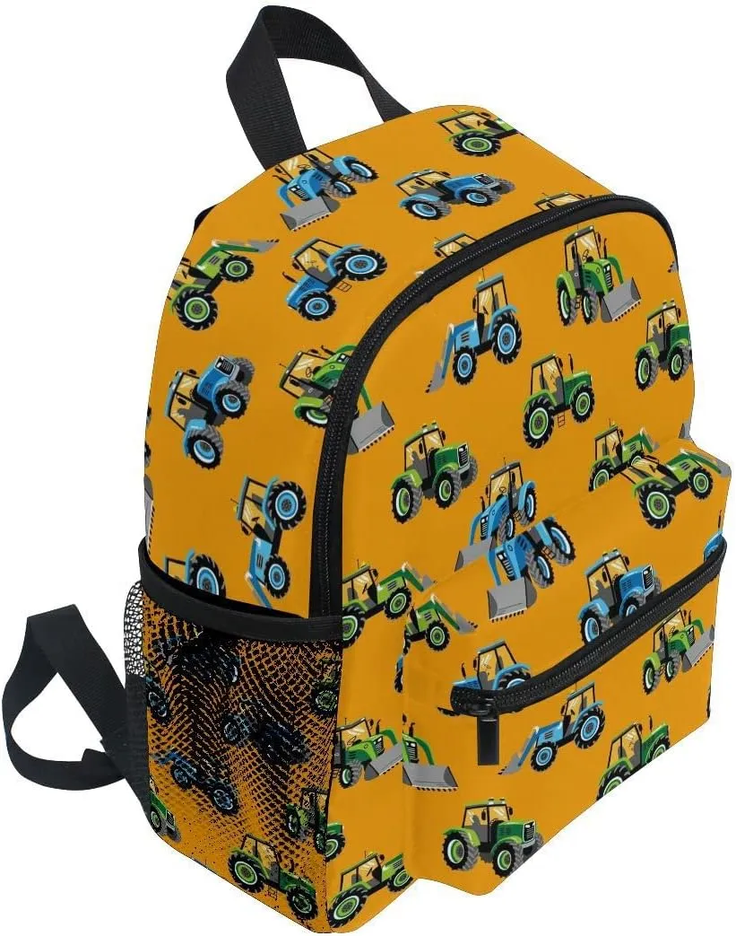 linqin Toddler Backpack for Boys Tractors Trucks Backpacks Small Bookbag for Toddler Boys Travel Bag for Kids